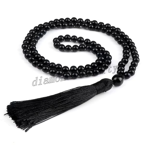 classic women tassel long necklace 108 mala natural black bright stone onyx 6mm beaded knot meditation necklace jewelry for men, Silver
classic women tassel long necklace 108 mala natural black bright stone onyx 6mm beaded knot meditation necklace jewelry for men, Silver