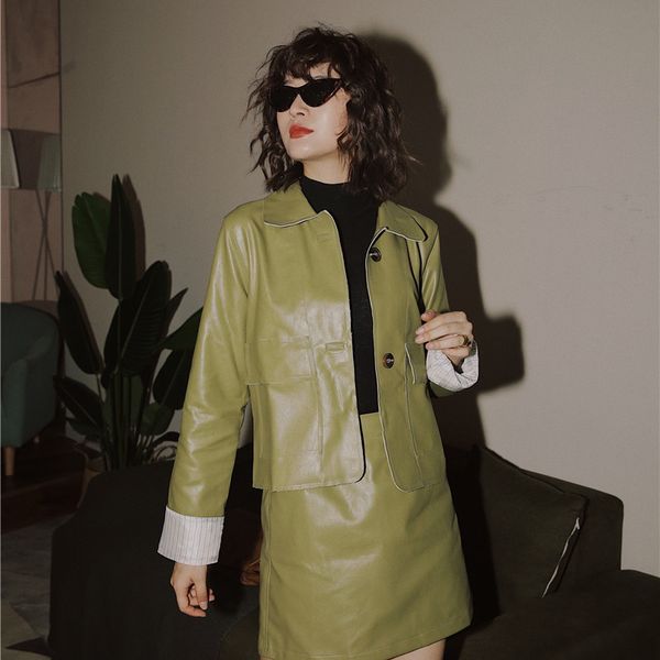 women new high street fashion slim short leather jacket outerwear coat female streetwear punk faux leahter biker crop jacket, Black;brown
women new high street fashion slim short leather jacket outerwear coat female streetwear punk faux leahter biker crop jacket, Black;brown