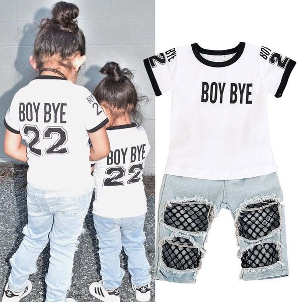 12m-5y summer baby girl clothes sets toddler t-shirt kids mesh hole denim pants kid 2pcs outfits, White
12m-5y summer baby girl clothes sets toddler t-shirt kids mesh hole denim pants kid 2pcs outfits, White