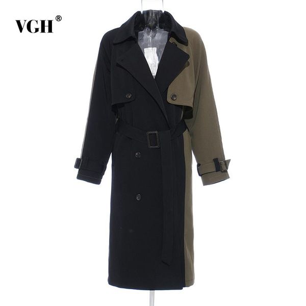 women's trench coats vgh patchwork hit color lapel collar for women long sleeve double breasted windbreaker 2021 winter, Tan;black
women's trench coats vgh patchwork hit color lapel collar for women long sleeve double breasted windbreaker 2021 winter, Tan;black