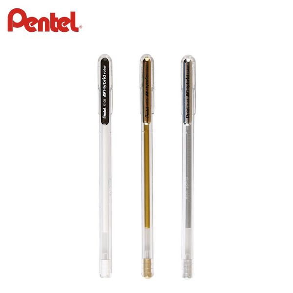 gel pens pentel 0.8 mm metallic ink pen k108 silver gold white high-gloss