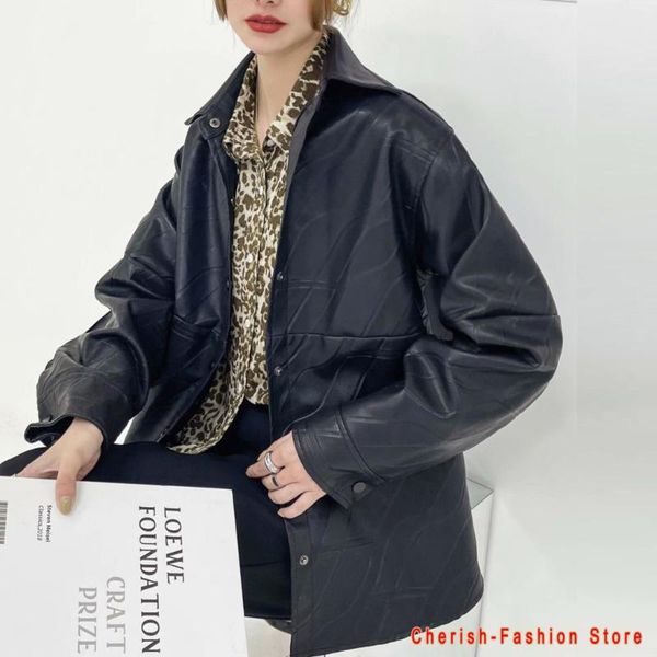 women's leather & faux motorcycle women shirt street personality brand single buttons pu autumn winter casual long sleeve blouse, Black
women's leather & faux motorcycle women shirt street personality brand single buttons pu autumn winter casual long sleeve blouse, Black