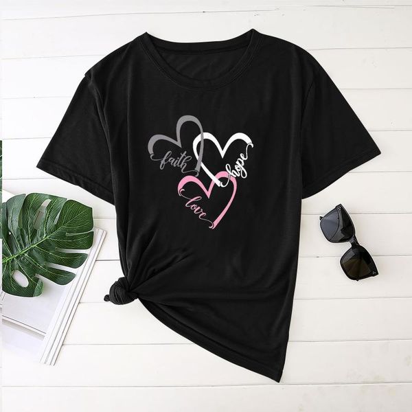 women's t-shirt 5#valentine's day printed women casual short sleeve o-neck tee tshirts ladies loose base black heart print clothi, White
women's t-shirt 5#valentine's day printed women casual short sleeve o-neck tee tshirts ladies loose base black heart print clothi, White