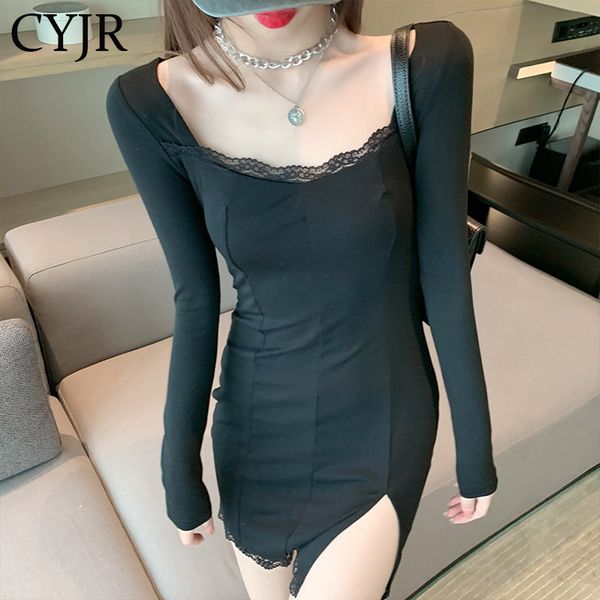 cyjr woman's winter dress 2021 new long sleeves split black white party dresses solid pm98, Black;gray
cyjr woman's winter dress 2021 new long sleeves split black white party dresses solid pm98, Black;gray