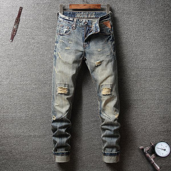 2021 new italiano da forma estilo do vintage de lavagem retro slim fit rasgado calas dos homens hip hop streetwear jeans e99x, Blue
2021 new italiano da forma estilo do vintage de lavagem retro slim fit rasgado calas dos homens hip hop streetwear jeans e99x, Blue