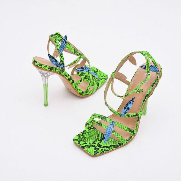 sandals green snake pattern women's gladiator narrow band leave square toe high heels summer ladies party shoes, Black
sandals green snake pattern women's gladiator narrow band leave square toe high heels summer ladies party shoes, Black
