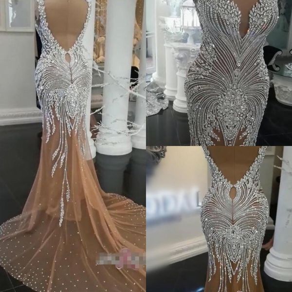 2021 new luxurious crystal wedding es mermaid sleeveless bridal gowns illusion neck champagne robe de mariage uptb, White
2021 new luxurious crystal wedding es mermaid sleeveless bridal gowns illusion neck champagne robe de mariage uptb, White