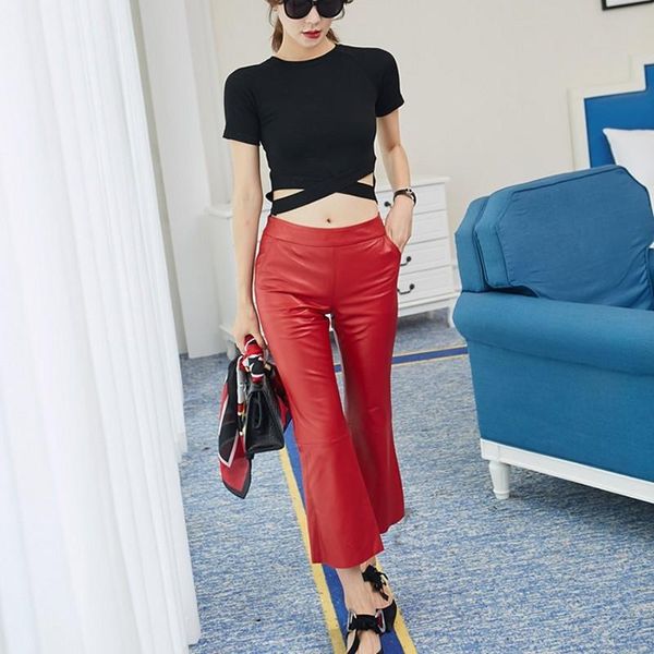 women's pants & capris women zipper slim fit genuine leather streetwear bell-bottomed flare casual trousers ankle length pantalon femme, Black;white
women's pants & capris women zipper slim fit genuine leather streetwear bell-bottomed flare casual trousers ankle length pantalon femme, Black;white