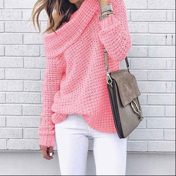 women sweaters autumn off shoulder sweater pullover warm winter knitted ladies long sleeve loose female, White;black
women sweaters autumn off shoulder sweater pullover warm winter knitted ladies long sleeve loose female, White;black