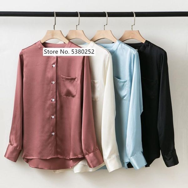 women business blouse single-breasted long sleeve ladies office 100% silk shirt and with pocket women's blouses & shirts, White
women business blouse single-breasted long sleeve ladies office 100% silk shirt and with pocket women's blouses & shirts, White