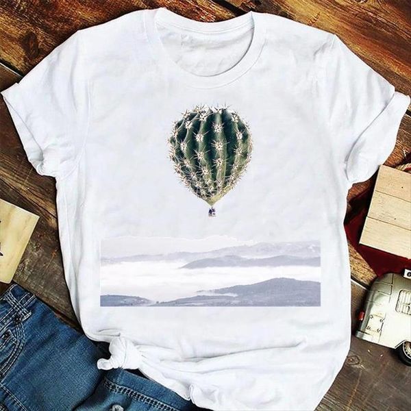 fashion 90s travel balloon mujer womens t shirt camisetas summer tshirts clothes graphic lady print female tee, White