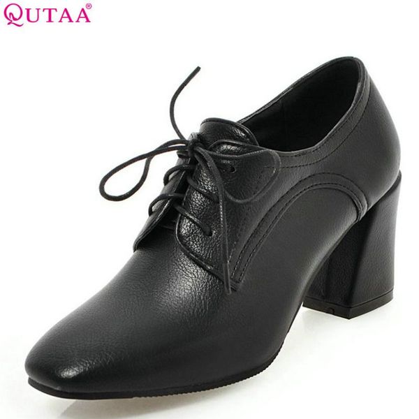 dress shoes qutaa 2021 women pumps square high heel pu leather toe fashion platform all match size 34-43, Black
dress shoes qutaa 2021 women pumps square high heel pu leather toe fashion platform all match size 34-43, Black