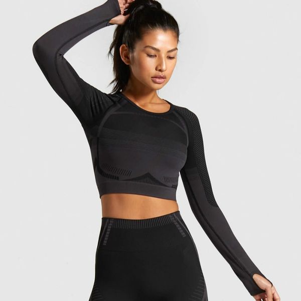 2021 women semlesss long sleeve yog fitness t-shirt neck power stretch gym clothing crop quick dry sports shirt, White
2021 women semlesss long sleeve yog fitness t-shirt neck power stretch gym clothing crop quick dry sports shirt, White