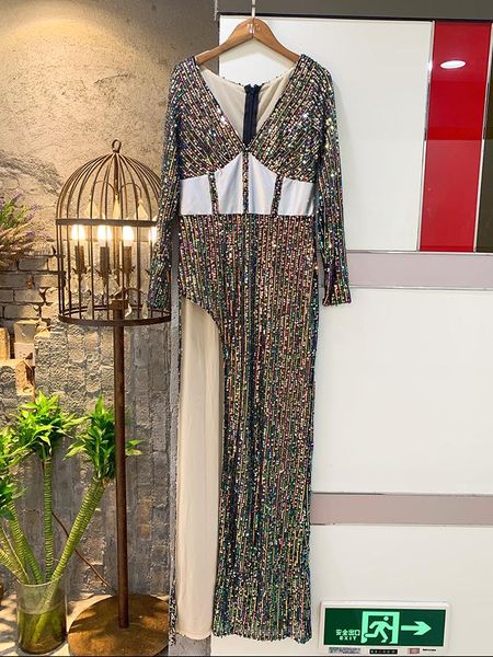 casual dresses trendy black sequins long sleeves glitter celebrity club deep v neck maxi dress high slit evening wedding party birthday, Black;gray
casual dresses trendy black sequins long sleeves glitter celebrity club deep v neck maxi dress high slit evening wedding party birthday, Black;gray
