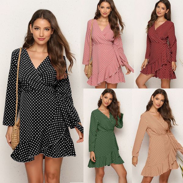 2021 autumn new elegant polka dot ruffle wrap women full sleeve asymmetrical summer slim v-neck female es 0oeh, Black;gray
2021 autumn new elegant polka dot ruffle wrap women full sleeve asymmetrical summer slim v-neck female es 0oeh, Black;gray