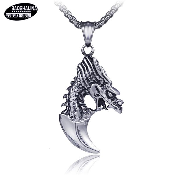 paulina star hip hop titanium steel necklace stainless wolf tooth dragon pendant, Silver
paulina star hip hop titanium steel necklace stainless wolf tooth dragon pendant, Silver