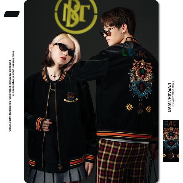 chine style guochao et men's autumn new fashion brand xingshi embroidered cardigan baseball et men's et, Black;brown
chine style guochao et men's autumn new fashion brand xingshi embroidered cardigan baseball et men's et, Black;brown