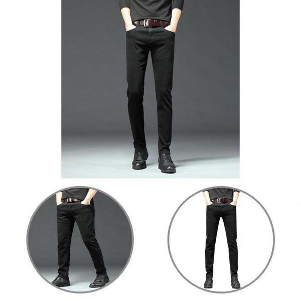 men's jeans stylish classic straight black denim pants soft pencil solid color streetwear, Blue
men's jeans stylish classic straight black denim pants soft pencil solid color streetwear, Blue