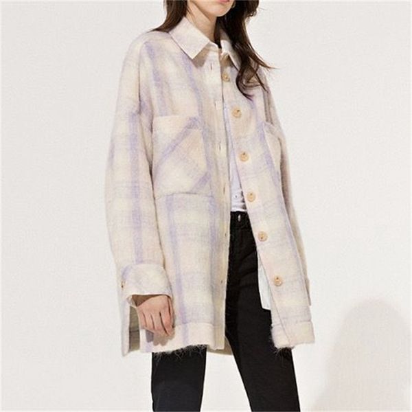 2021 spring autumn new style purple and white plaid classic double pockets shoulder drop all-match jacket women 441g, Black;brown
2021 spring autumn new style purple and white plaid classic double pockets shoulder drop all-match jacket women 441g, Black;brown
