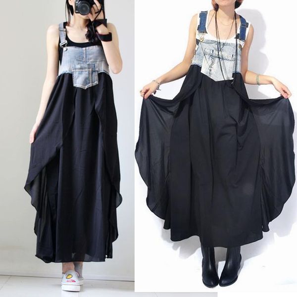 hiffon dress women summer jeans splicing strap sundress female ruffles summer dresses and sundresses sukienka kf6e, Black
hiffon dress women summer jeans splicing strap sundress female ruffles summer dresses and sundresses sukienka kf6e, Black