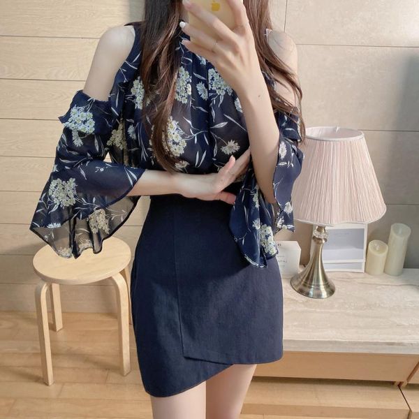 women's blouses & shirts flower printing ruffled sweet blouse women summer halter neck off shoulder ladies chemise blusa mujer, White
women's blouses & shirts flower printing ruffled sweet blouse women summer halter neck off shoulder ladies chemise blusa mujer, White