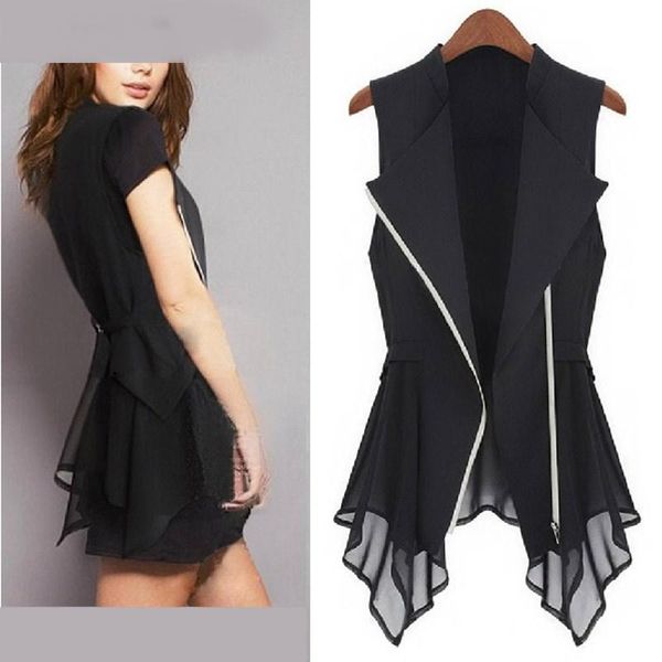 women's vests women chiffon patch vest jacket zippers casual sleeveless v neck coat lady plus size, Black;white
women's vests women chiffon patch vest jacket zippers casual sleeveless v neck coat lady plus size, Black;white