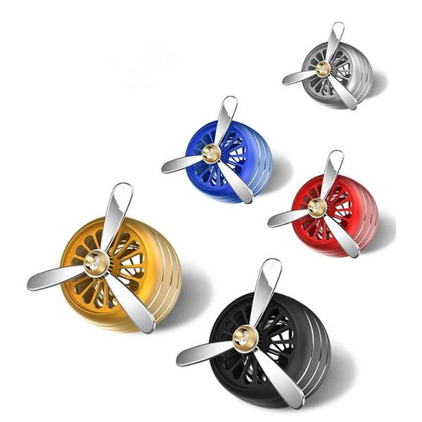 car air freshener 1pcs vent perfume solid fragrance creative propeller 3 fans with led light