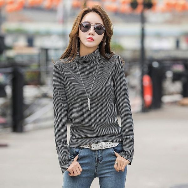 women's t-shirt turtleneck striped women long sleeve autumn plus size clothing harajuku t shirt, White
women's t-shirt turtleneck striped women long sleeve autumn plus size clothing harajuku t shirt, White