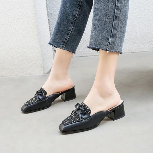 slippers elegant pu leather butterfly-knot mules womens square heel casual non-slip outdoor classic slides light shallow sandals, Black
slippers elegant pu leather butterfly-knot mules womens square heel casual non-slip outdoor classic slides light shallow sandals, Black