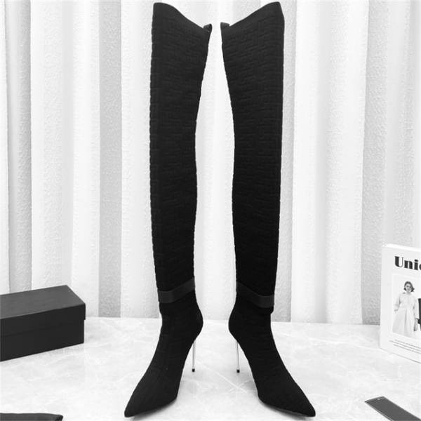 boots pointed toe high heel women fashion extreme stretch elastic fabric slip on design, Black
boots pointed toe high heel women fashion extreme stretch elastic fabric slip on design, Black