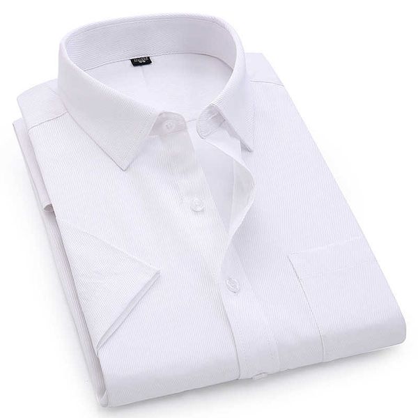 men's dress casual short sleeved shirt twill white blue pink male shirt for men social brand shirts 4xl 5xl 6xl 8xl 210628, White;black
men's dress casual short sleeved shirt twill white blue pink male shirt for men social brand shirts 4xl 5xl 6xl 8xl 210628, White;black