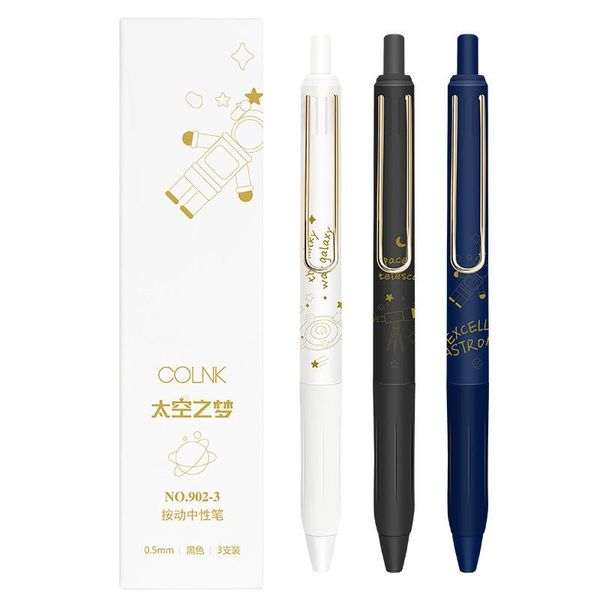 gel pens 3pcs/set space bronzing retractable pen 0.5mm black smooth ink sign metal clip office cute school stationery gift
gel pens 3pcs/set space bronzing retractable pen 0.5mm black smooth ink sign metal clip office cute school stationery gift
