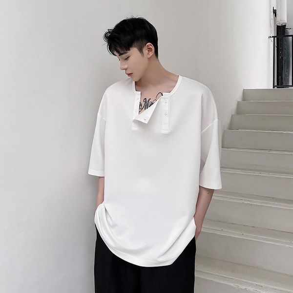 men's t-shirts summer personality simple double breasted design versatile loose large size short sleeve t-shirt fashion jacket, White;black
men's t-shirts summer personality simple double breasted design versatile loose large size short sleeve t-shirt fashion jacket, White;black