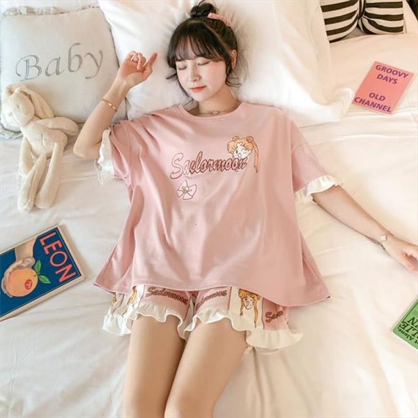 pajamas summer short sleeve 2pcs women sleepwear femme pijama set harajuku anime sailor moon homewear cute peter pan collar nightgown, Black;red
pajamas summer short sleeve 2pcs women sleepwear femme pijama set harajuku anime sailor moon homewear cute peter pan collar nightgown, Black;red