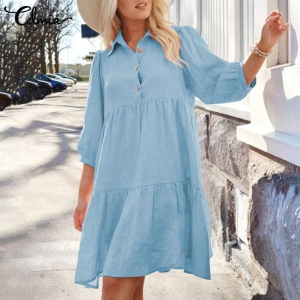party dresses celmia women's turn-down collar shirt dress 2021 summer fashion long puff sleeve mini vestidos casual loose stitching rob, White;black
party dresses celmia women's turn-down collar shirt dress 2021 summer fashion long puff sleeve mini vestidos casual loose stitching rob, White;black