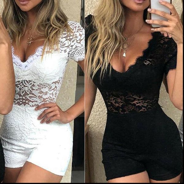 2019 style womens fashion bodysuit v neck short sleeve lace bodycon jumpsuit clubwear casual rompers womens jumpsuit, Black;white
2019 style womens fashion bodysuit v neck short sleeve lace bodycon jumpsuit clubwear casual rompers womens jumpsuit, Black;white