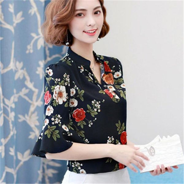 women's blouses & shirts 2021 summer chiffon office lady blouse floral print women shirt 4xl fashion half sleeve clothing blusas d071, White
women's blouses & shirts 2021 summer chiffon office lady blouse floral print women shirt 4xl fashion half sleeve clothing blusas d071, White