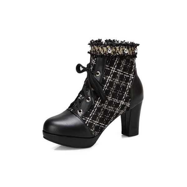boots arrival designer shoes women plus size 43 tweed square high heels platform autumn winter lace up round toe, Black
boots arrival designer shoes women plus size 43 tweed square high heels platform autumn winter lace up round toe, Black