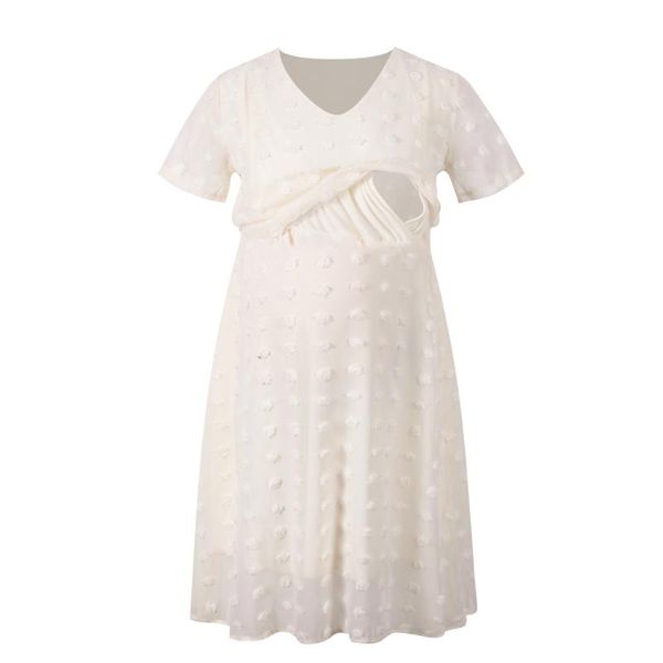 maternity dresses summer heart dress fur ball chiffon pregnant woman breastfeeding short sleeve, White
maternity dresses summer heart dress fur ball chiffon pregnant woman breastfeeding short sleeve, White