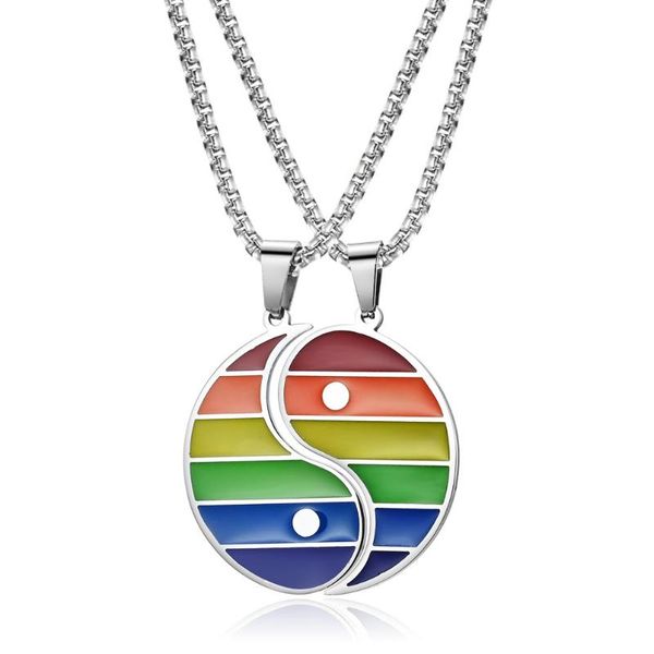 pendant necklaces rainbow gay couple neckchain chinese style taiji yin yang titanium steel necklace hip hop personality jewelry gift, Silver
pendant necklaces rainbow gay couple neckchain chinese style taiji yin yang titanium steel necklace hip hop personality jewelry gift, Silver
