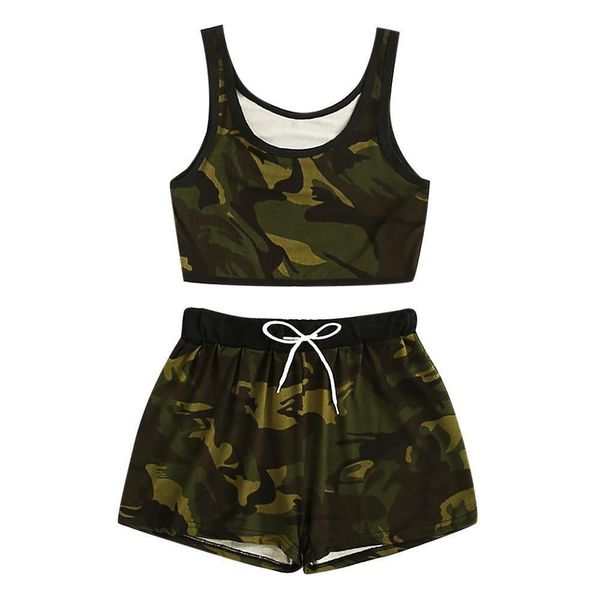 2pcs summer fashion tracksuit for women ladies suit camouflage print tank vest+drawstring waist shorts sport set, Gray
2pcs summer fashion tracksuit for women ladies suit camouflage print tank vest+drawstring waist shorts sport set, Gray