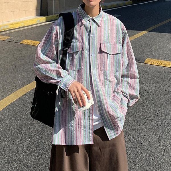 2021 spring and autumn new youth popular loose rainbow striped long sleeve shirt fashion casual single breasted -2xl, White;black
2021 spring and autumn new youth popular loose rainbow striped long sleeve shirt fashion casual single breasted -2xl, White;black