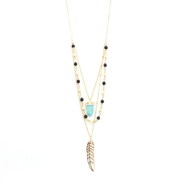 pendant necklaces light yellow gold color alloy leaf geometric green turquoises stone multi layer necklace with small beads jewelry, Silver
pendant necklaces light yellow gold color alloy leaf geometric green turquoises stone multi layer necklace with small beads jewelry, Silver