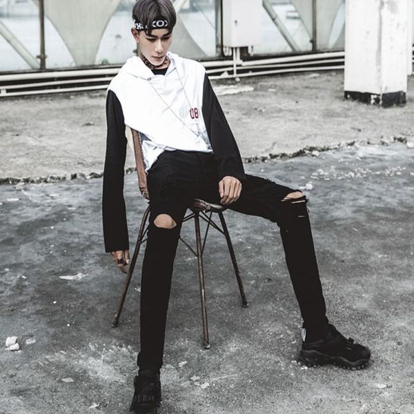 mens cool designer brand black jeans skinny ripped destroyed stretch slim fit hop hop pants with holes for men, Blue
mens cool designer brand black jeans skinny ripped destroyed stretch slim fit hop hop pants with holes for men, Blue
