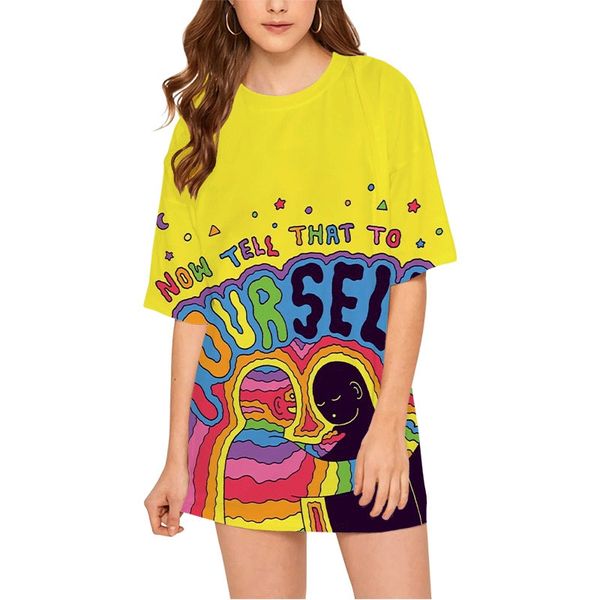 cloocl fashion women oversize t shirt cartoons 3d printed short sleeve clothing harajuku, White 
cloocl fashion women oversize t shirt cartoons 3d printed short sleeve clothing harajuku, White