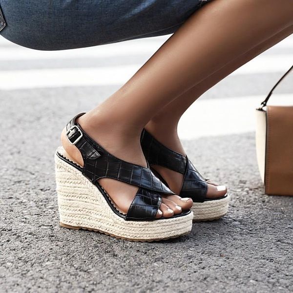 summer new women's shoes thick bottom sponge cake roman sandals tide slope sandals female british style, Black
summer new women's shoes thick bottom sponge cake roman sandals tide slope sandals female british style, Black