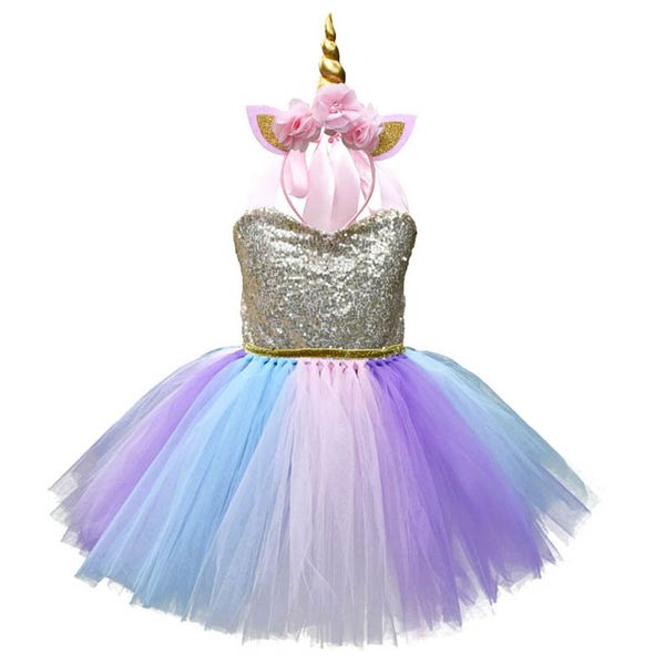 girl's dresses girls princess clothes children wear sequin unicorn skirt beach party tutu dress headbands clothing 2pcs sets b6632, Red;yellow 
girl's dresses girls princess clothes children wear sequin unicorn skirt beach party tutu dress headbands clothing 2pcs sets b6632, Red;yellow