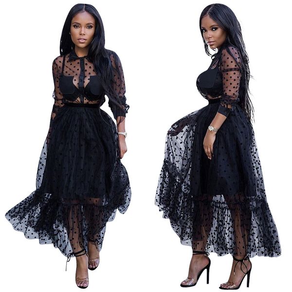 black polk dot mh charming women party s turn down neck long sleev see through a line nightcb casual s ankle length, Black;gray
black polk dot mh charming women party s turn down neck long sleev see through a line nightcb casual s ankle length, Black;gray