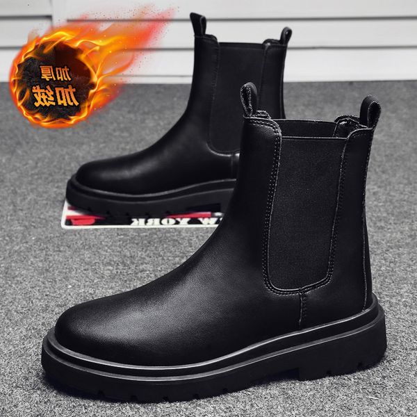 mid autumn and winter martin leather boots men's chimney tooling locomotive plush high cotton shoes, Black
mid autumn and winter martin leather boots men's chimney tooling locomotive plush high cotton shoes, Black