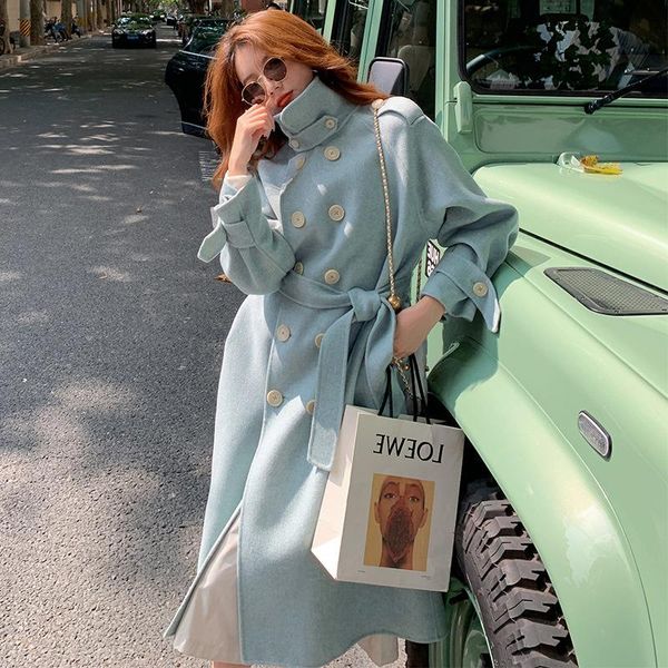 women's wool & blends tweed coat middle long autumn and winter loose temperament college style korean woolen outcoat female, Black
women's wool & blends tweed coat middle long autumn and winter loose temperament college style korean woolen outcoat female, Black
